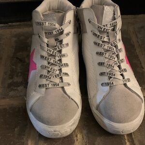 Vintage Havana White and Pink High-Top Sneakers